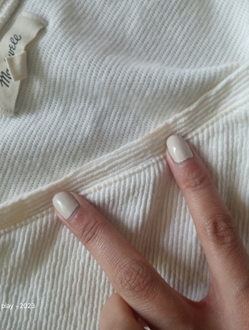 Madewell Deep V Neck Flare Sleeve Sweater Ivory Size Medium - Picture 8 of 8